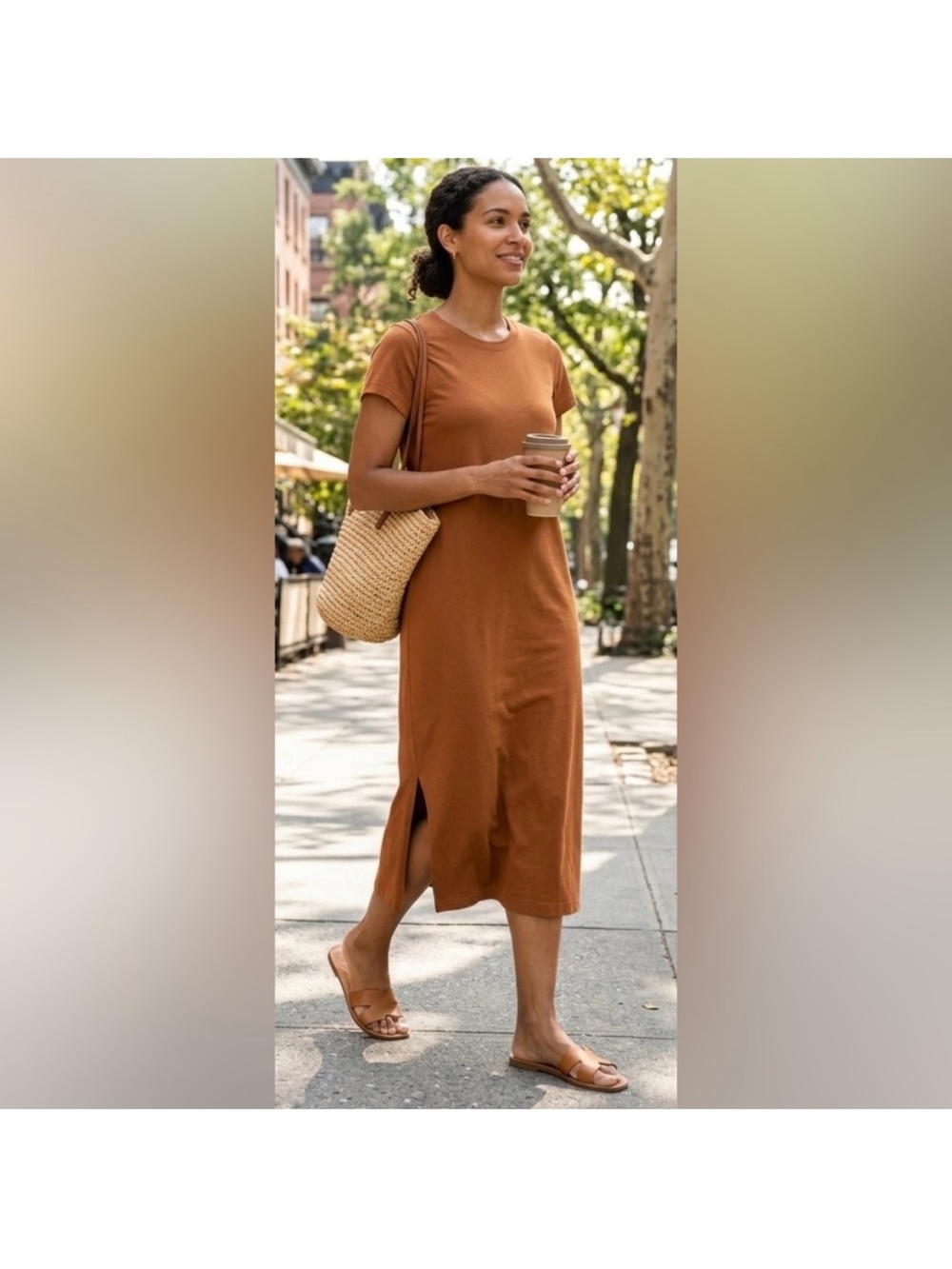 NWOT- jcrew Classic Short-Sleeve Midi Dress in Rust